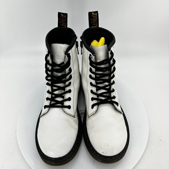 Dr Martens 1460 J Women US 5 White Leather Side Zip Classic 8 Eye Combat Boot - Picture 3 of 14